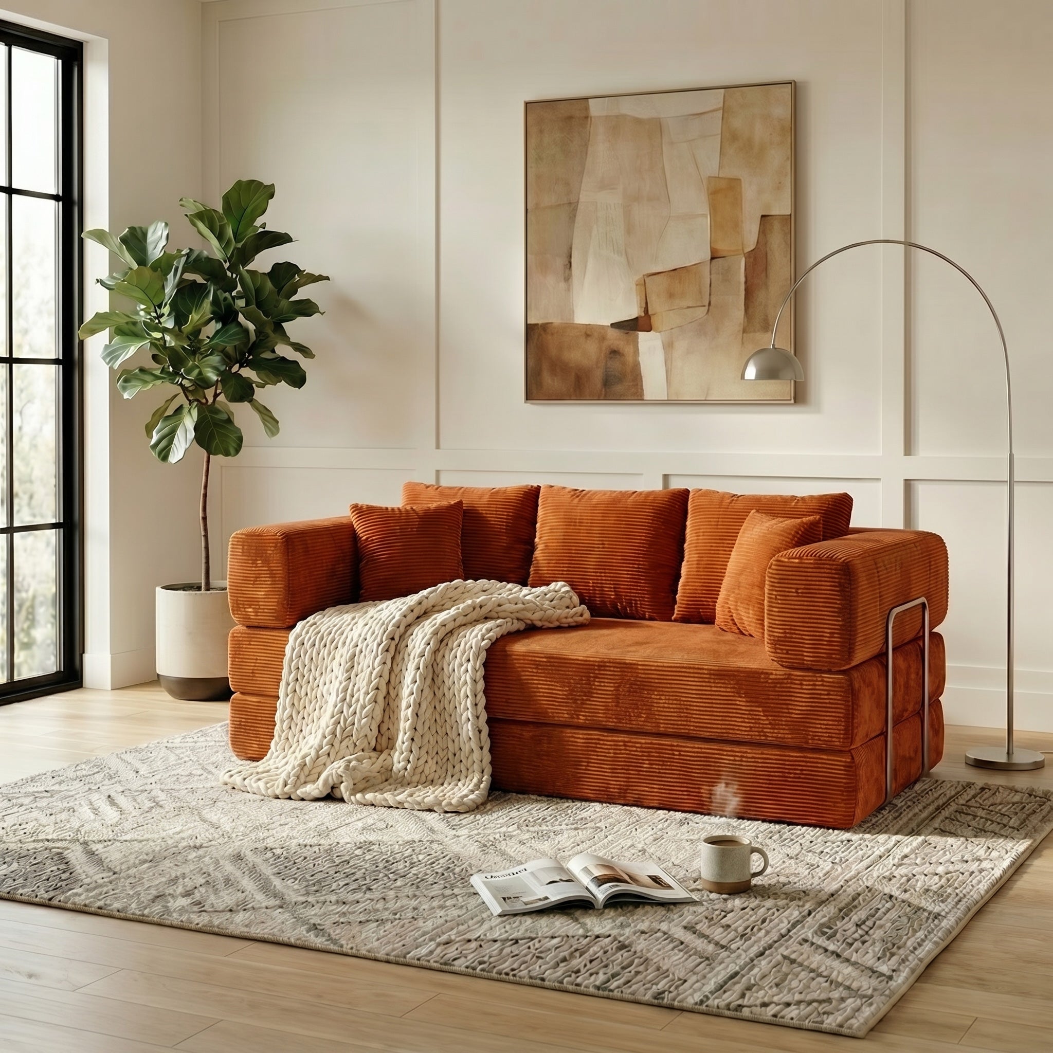 Koromo 3 Seater Corduroy Modular Sofa Bed | LZ Decor – LuxuryZone
