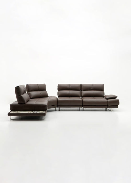 Astra 4.5 Seat L-Shape Electric Reclining Sofa with Adjustable Backrest - Leather
