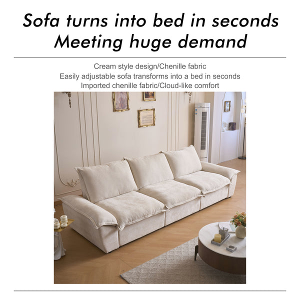 Cloud 3.5 Seat Fully Electric Reclining Sofa Bed with Adjustable Backrest - Fabric