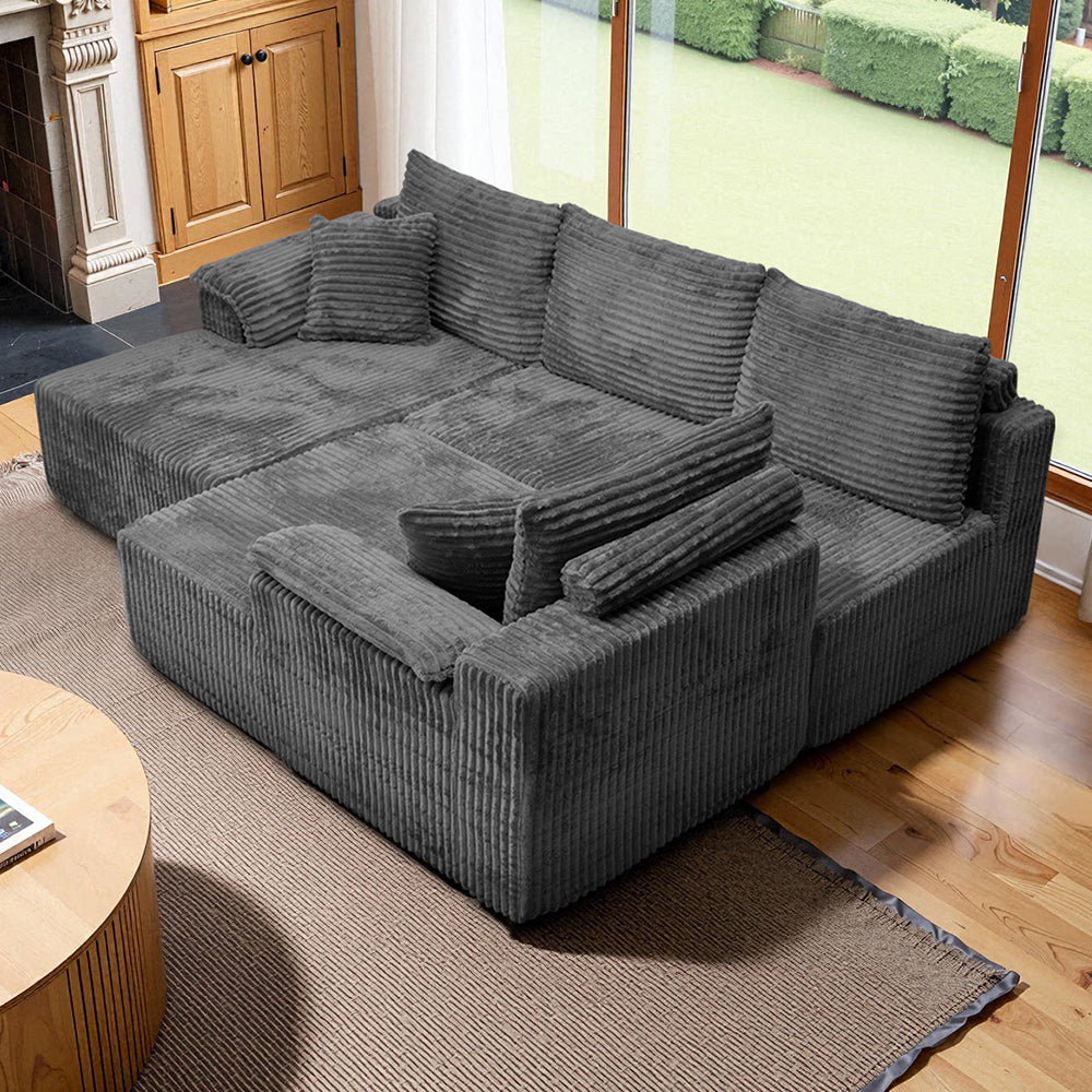 Lumoto 6 Seat Corduroy Modular Corner Sofa | LZ Decor – LuxuryZone DÉCOR