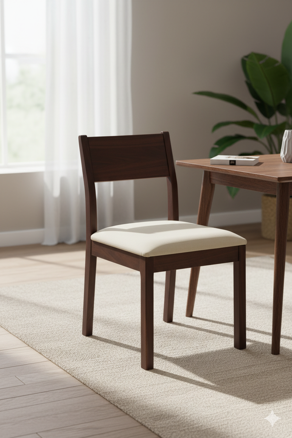 Luminé Walnut Dining Chair with Upholstered Seat