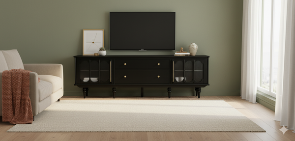 Vintage Glass Door TV Cabinet - 220cm