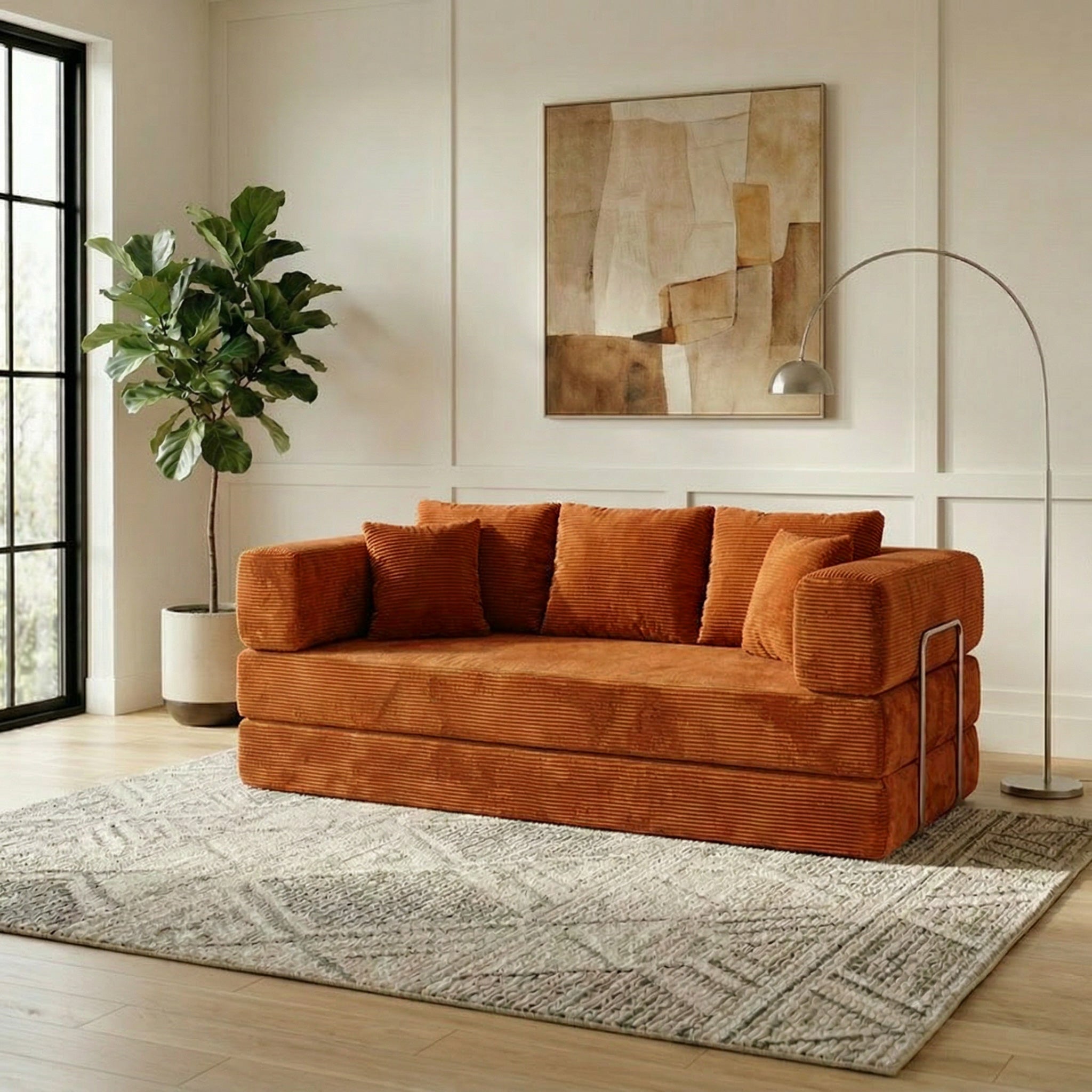 Koromo 3 Seater Corduroy Modular Sofa Bed | LZ Decor – LuxuryZone