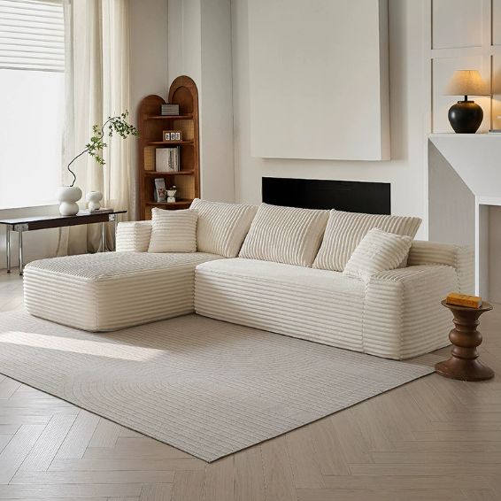 Lumumu L-shape 4 Seater Modular Sofa Bed - Fluffy Corduroy