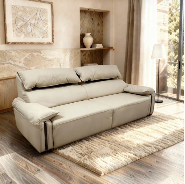 Chocolate 2.3M 2.5 Seat Fully Electric Reclining Sofa Bed  - Leather