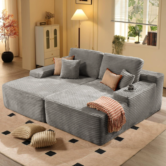 Mofufu 3 Seater Modular Sofa Bed - Fluffy Corduroy
