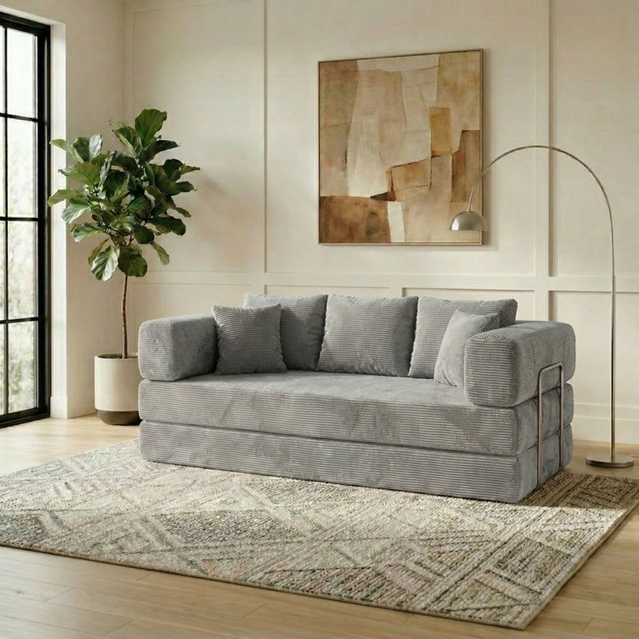 Koromo 3 Seater Corduroy Modular Sofa Bed | LZ Decor – LuxuryZone