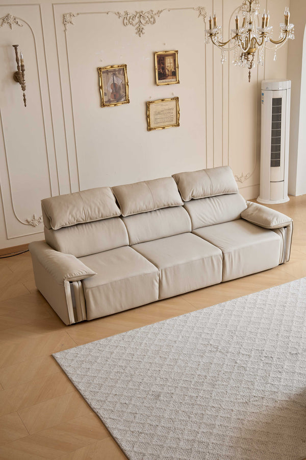 Chocolate 2.65M 3.5 Seat Fully Electric Reclining Sofa Bed - Leather