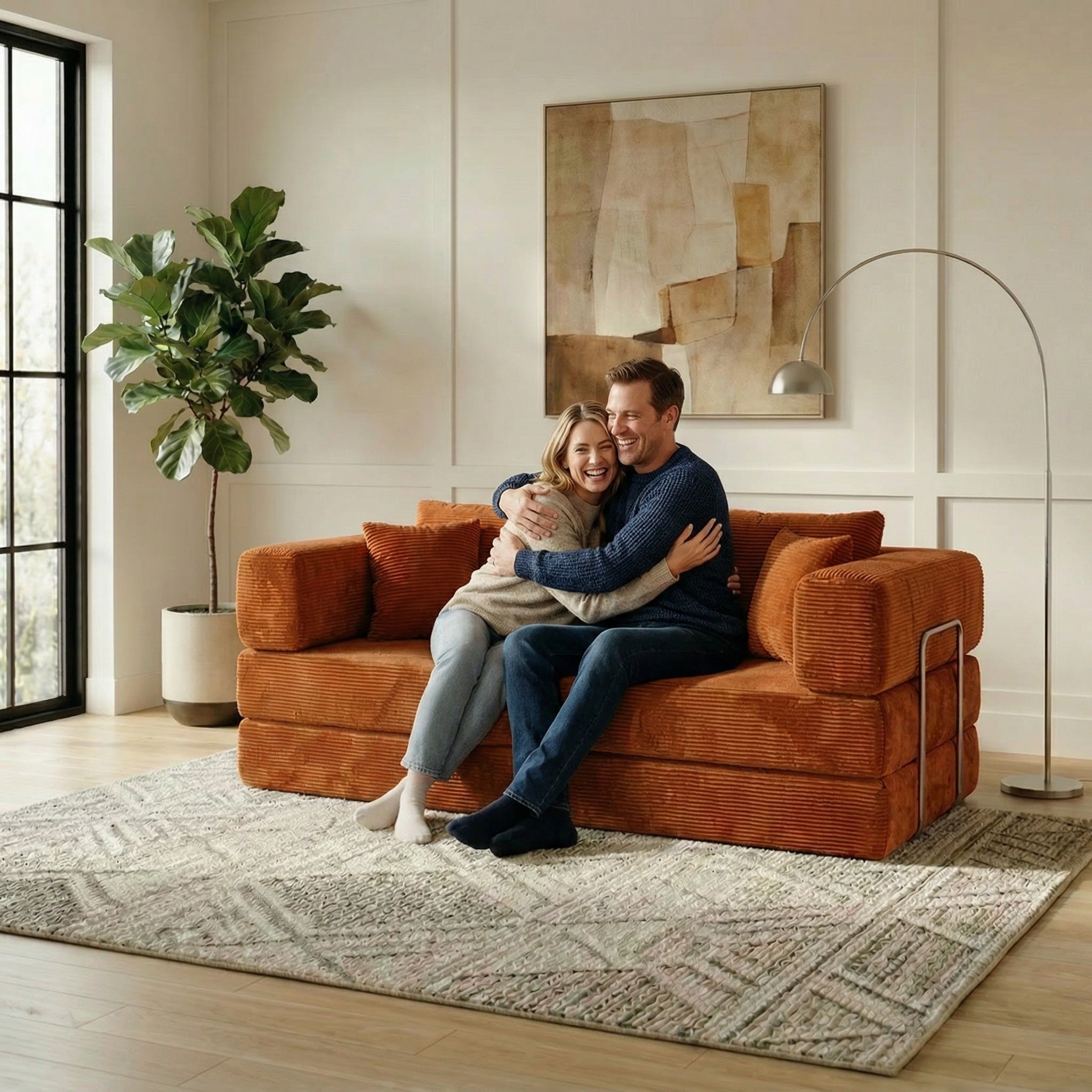 Koromo 3 Seater Corduroy Modular Sofa Bed | LZ Decor – LuxuryZone