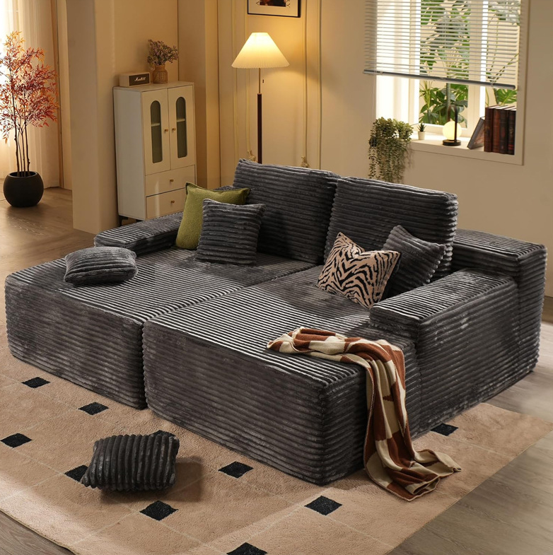 Mofufu 3 Seater Modular Sofa Bed - Fluffy Corduroy