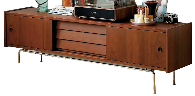 Retro Light Walnut TV Cabinet Set