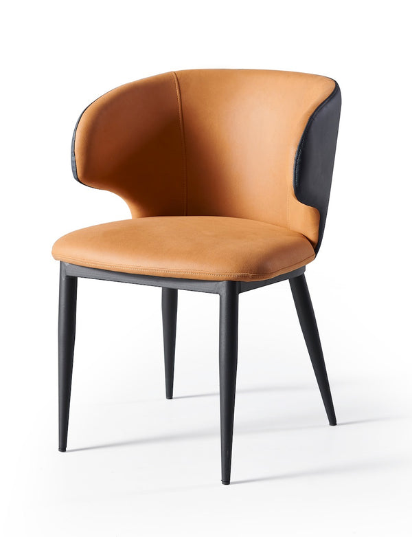 Aira Dual-Tone Dining Chair in Orange PU Leather