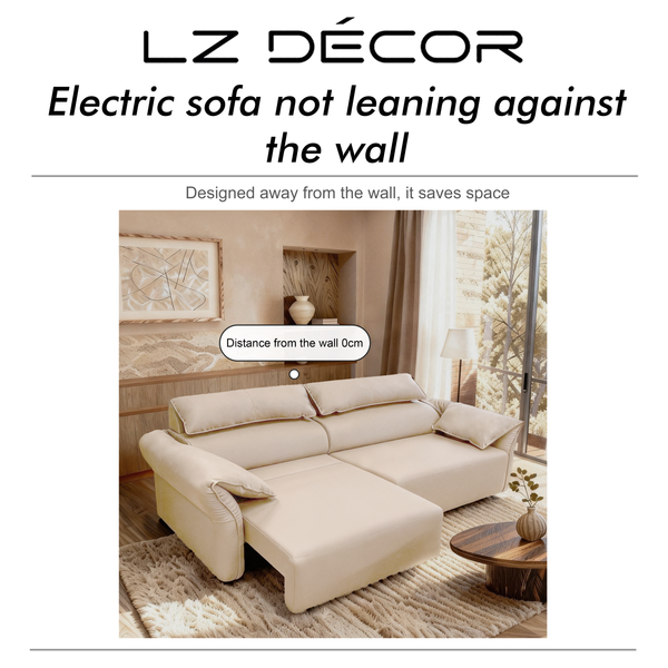 Opulence 2.3M 2.5 Seat Electric Recliner Sofa Bed (Beige White) - Leather