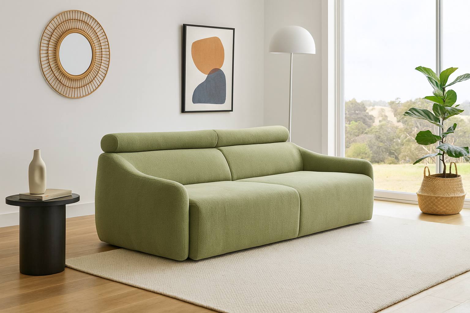 Sugar 3 Seat Dual Electric Reclining Sofa Bed with Adjustable Headrest - Fabric