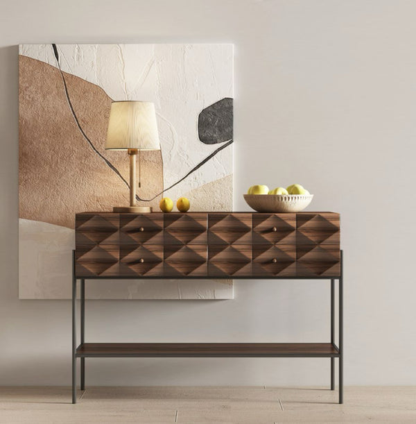 Mosaic Rhythm Walnut Console Table