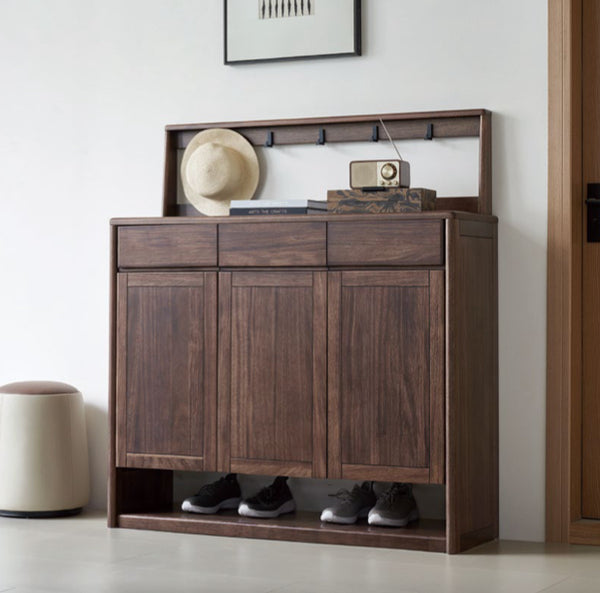 Walnut Entryway Shoe Cabinet
