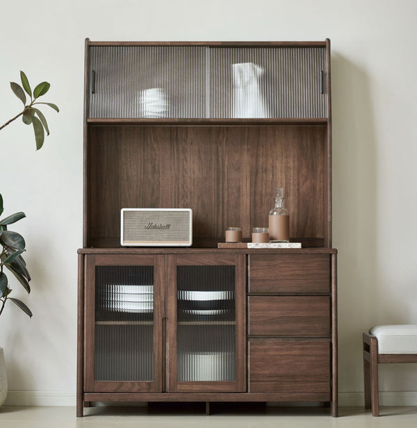 Solace 1.85M Solid Wood Sideboard with Glass Doors