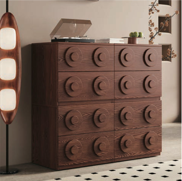 Retro Sculpted Circle Handle Chest of Drawers