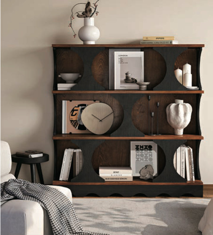 Sculptural Bookshelf with Circular Cutouts