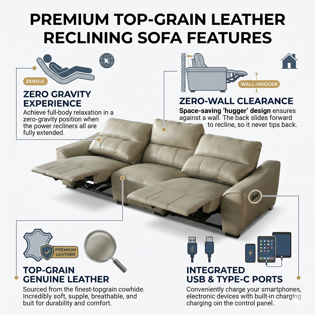 Smart 3-Seater Electric Recliner Sofa | LZ Decor – LuxuryZone DÉCOR
