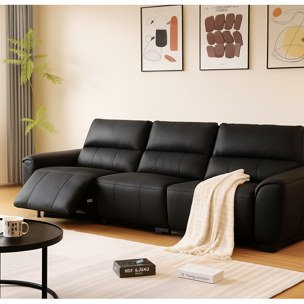 Luno 3-Seater Electric Reclining Leather Sofa