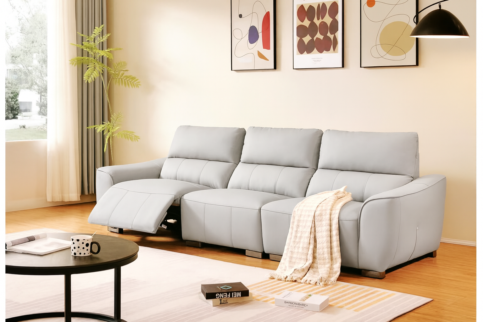 Luno 3-Seater Electric Reclining Leather Sofa