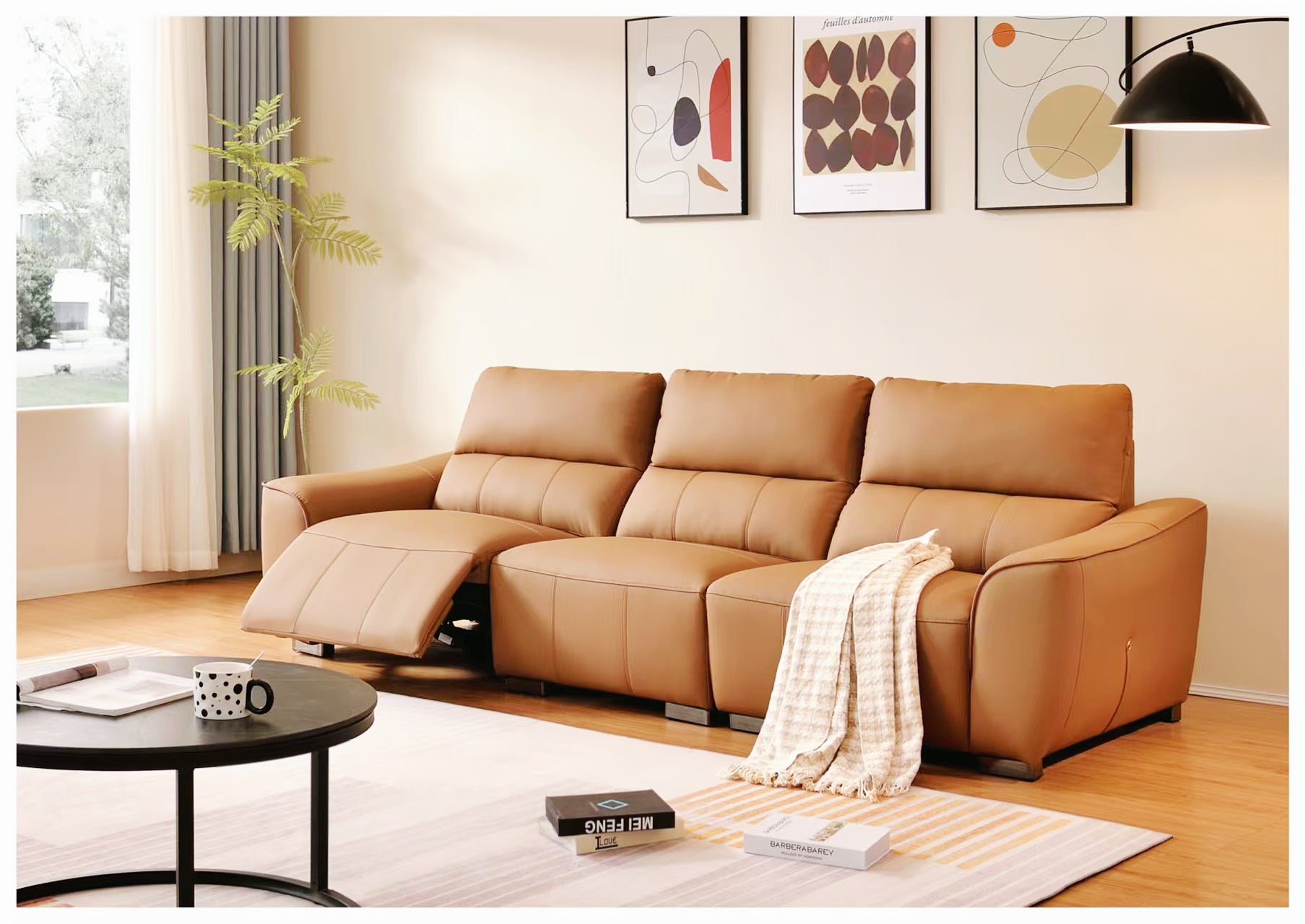 Luno 3-Seater Electric Reclining Leather Sofa