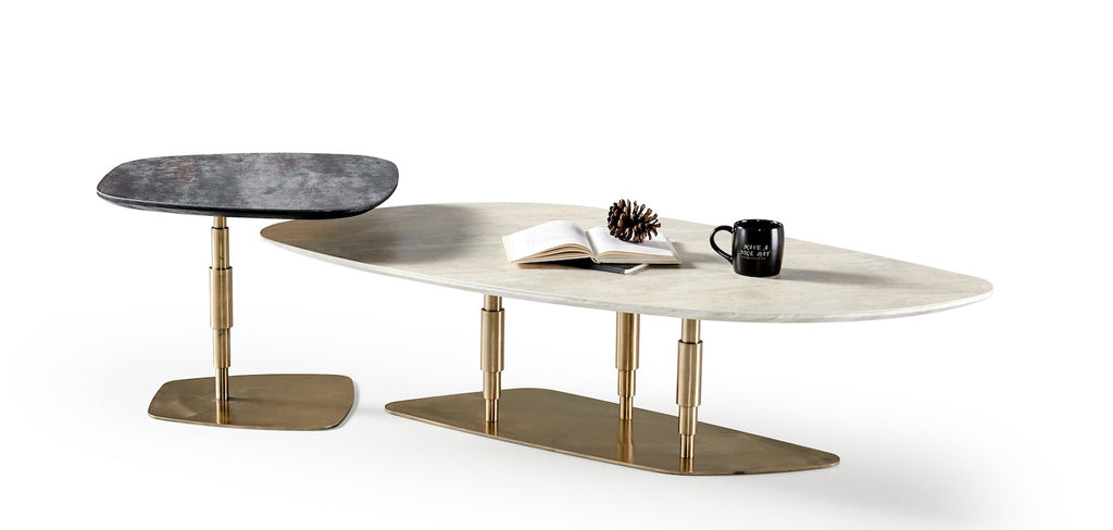 Luxe Brass-Base Twin-Tier Coffee Table
