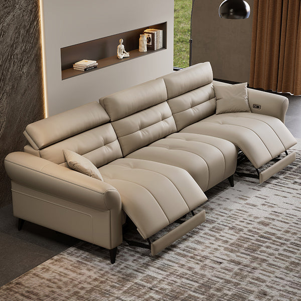 LuxeMotion 3 Seat Dual Electric Reclining Sofa with Adjustable Headrest - Leather