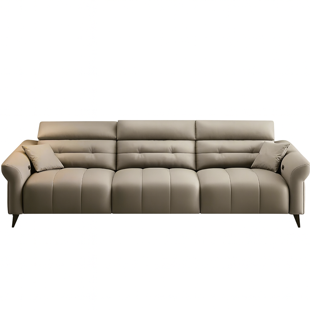 LuxeMotion 3 Seat Dual Electric Reclining Sofa with Adjustable Headrest - Leather