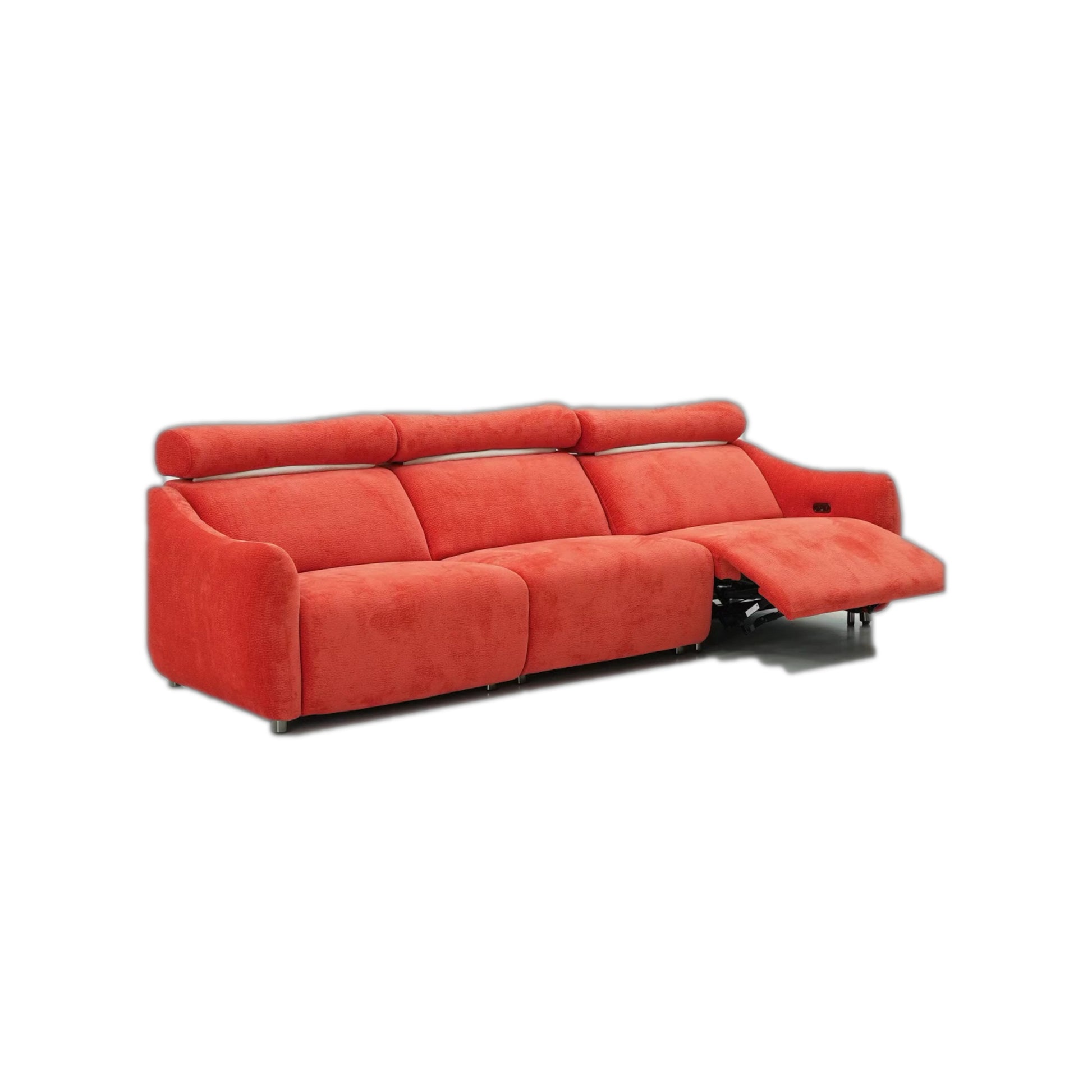 Sugar 3 Seat Dual Electric Reclining Sofa with Adjustable Headrest - Fabric