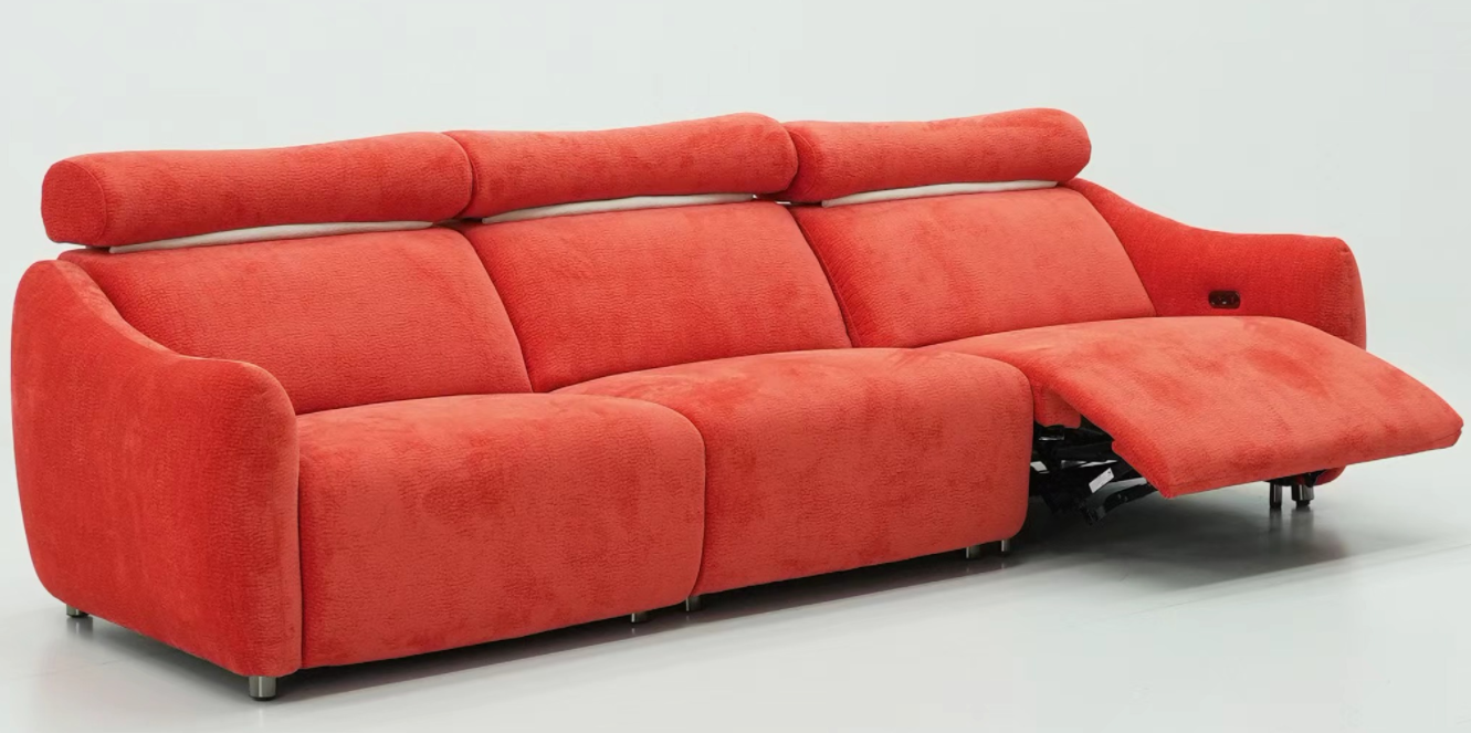 Sugar 3 Seat Dual Electric Reclining Sofa with Adjustable Headrest - Fabric