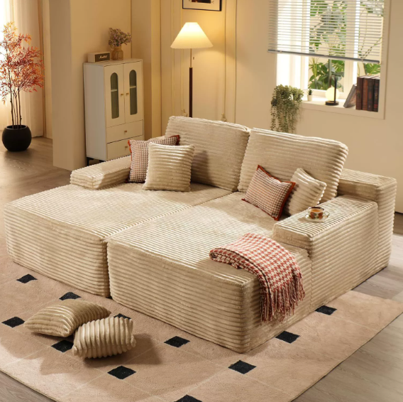 Mofufu 3 Seater Modular Sofa Bed - Fluffy Corduroy