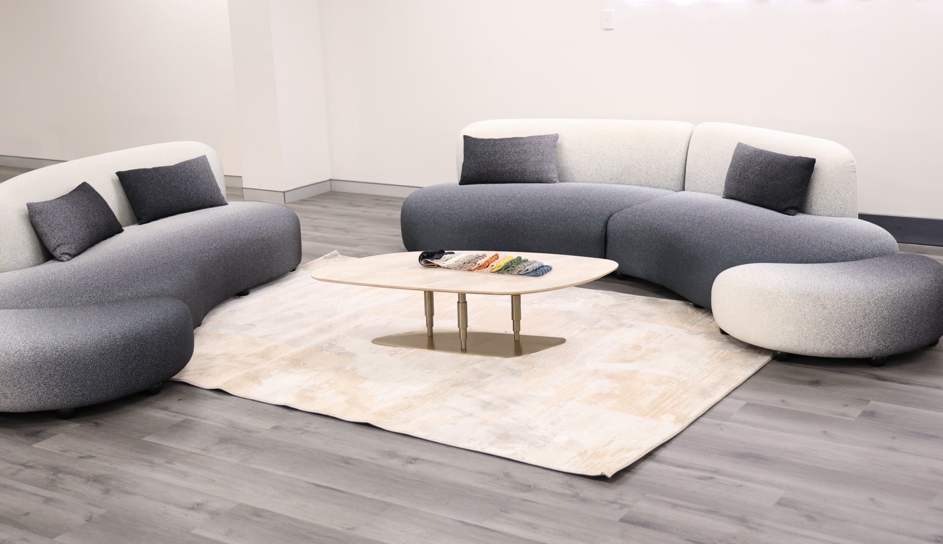 Curved Modular Fabric Sofa
