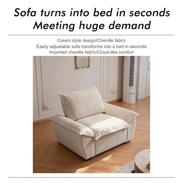 Cloud 1 Seat Fully Electric Reclining Sofa Bed with Adjustable Backrest - Fabric